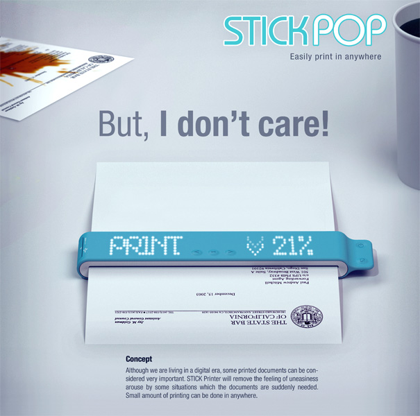 Stick POP便携式打印机由Jihun Kang, younggho Lee, Jieun Lee & Changsu Lee设计