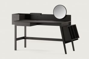 这个最小的木桌通过最小的全黑审美升高您的家具功能！