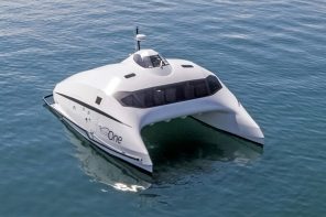 这艘超高速船的空气动力学设计让它可以在水上飞行，而且比直升飞机少用10倍的燃料!