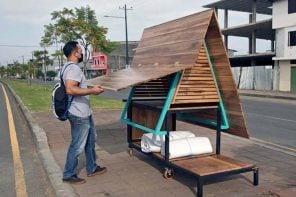 这种微小的可转换A型结构是术语售货亭+部分庇护所设计，旨在帮助厄瓜多尔的无与伦比的人口