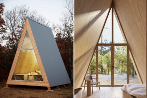 这个木制小屋有一个DIY套件，你可以组装自己的小度假屋!