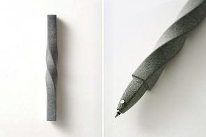 极简的3d打印钢笔带有字面上的“扭曲”，作为其引人注目的细节!