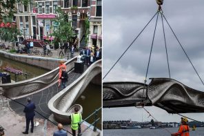 世界上第一个3D印刷不锈钢桥将阿姆斯特丹的过去和未来在红灯区！