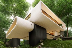 这一3D建筑设计设想了一座现代主义别墅，专为西班牙圣塞巴斯蒂安山区的一家五口设计！