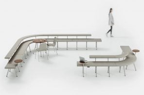 This modern and minimal snaking seating system is inspired by German highways