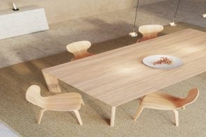 This minimal oak table is inspired by Roman forums to help people connect over food and conversations