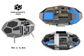 Dreadnort POD是一个多功能旅行拖车，便携式办公室与鸥翼门