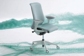 这种适应性和好看的办公椅是由回收的渔网打捞的海洋