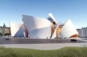 这音乐厅的起伏的外观由Frank Gehry毕尔巴鄂古根海姆致敬